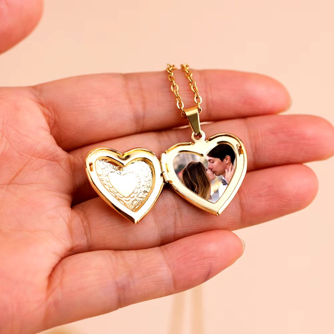 Personalisierte Foto Herz Locket Anhänger Halskette – Einzigartiges Souvenir Geschenk - Argo-Odyssee