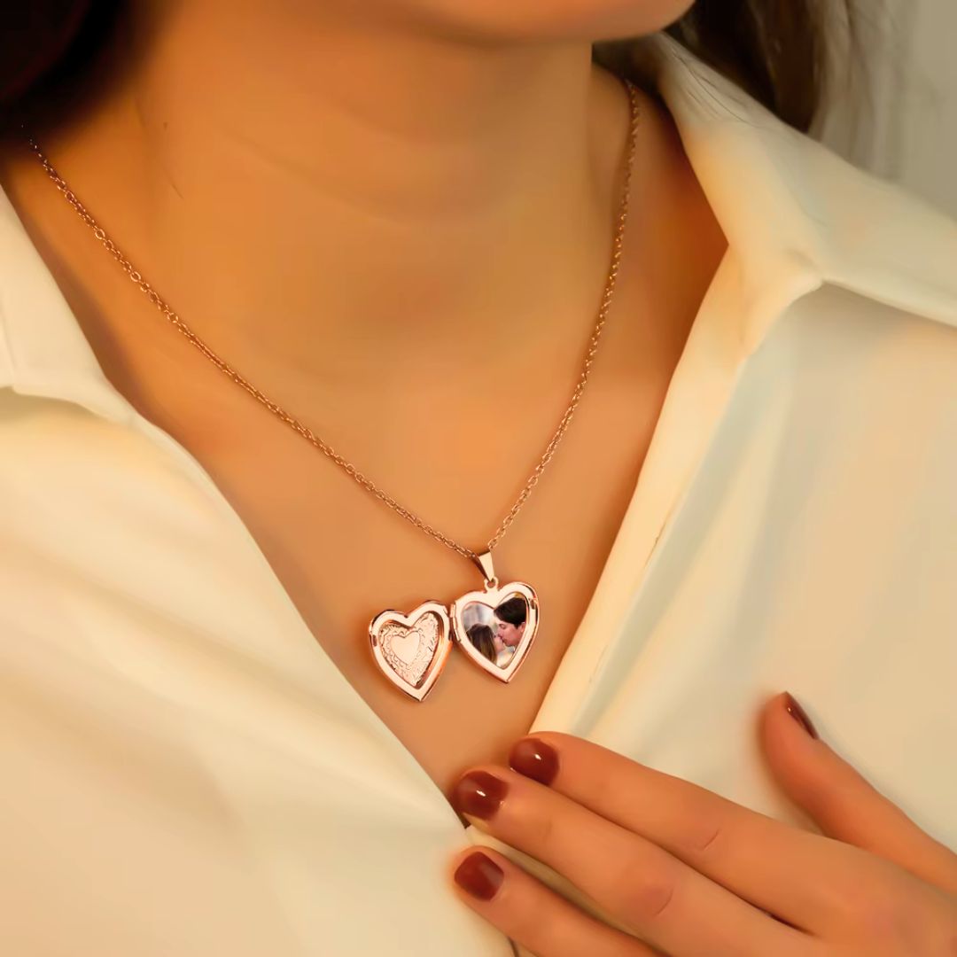 Personalisierte Foto Herz Locket Anhänger Halskette – Einzigartiges Souvenir Geschenk - Argo-Odyssee