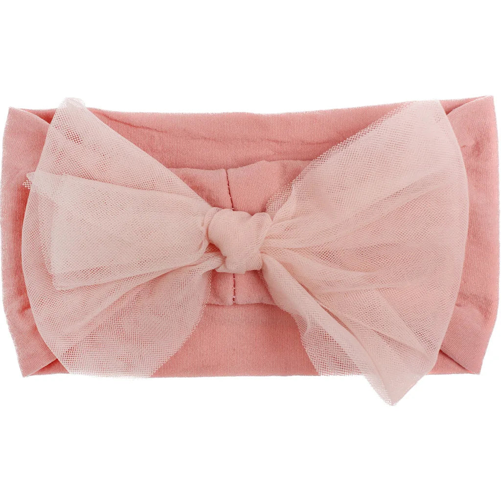 Baby-Stirnband mit Mesh-Schleife rosa