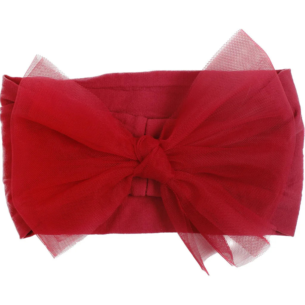 Baby-Stirnband mit Mesh-Schleife. burgundy
