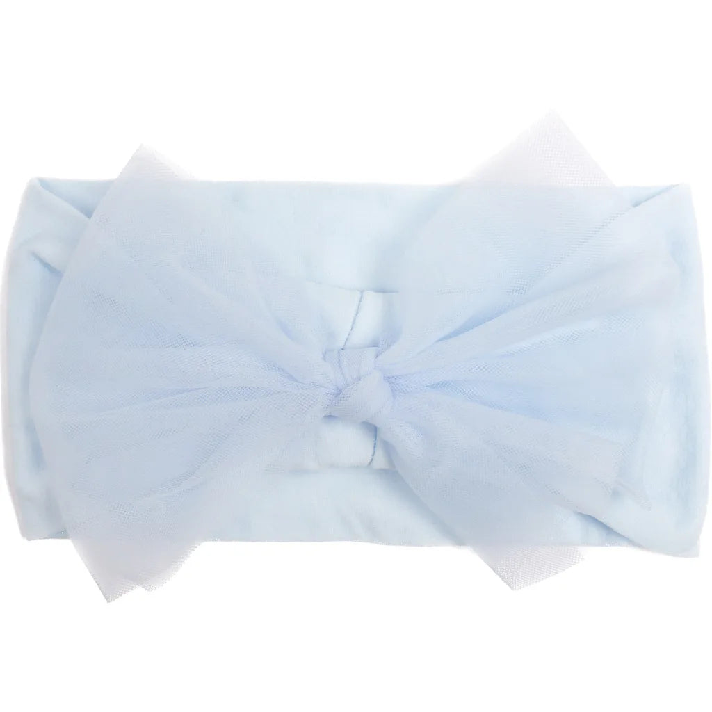 Baby-Stirnband mit Mesh-Schleife hellblau