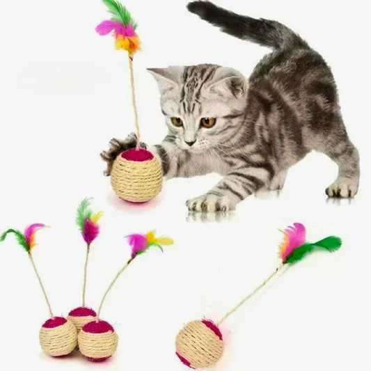 Katzen-Spielzeug: Sisal-Kratzball, interaktives Training für Kätzchen Haustiere - Argo-Odyssee