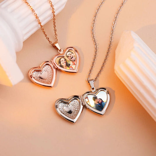 Personalisierte Foto Herz Locket Anhänger Halskette – Einzigartiges Souvenir Geschenk - Argo-Odyssee