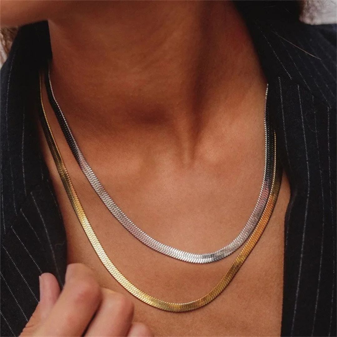 Halsketten aus Edelstahl, Punk-Schlangen-Choker, Halsketten-Accessoires, minimalistischer Schmuck - Argo-Odyssee